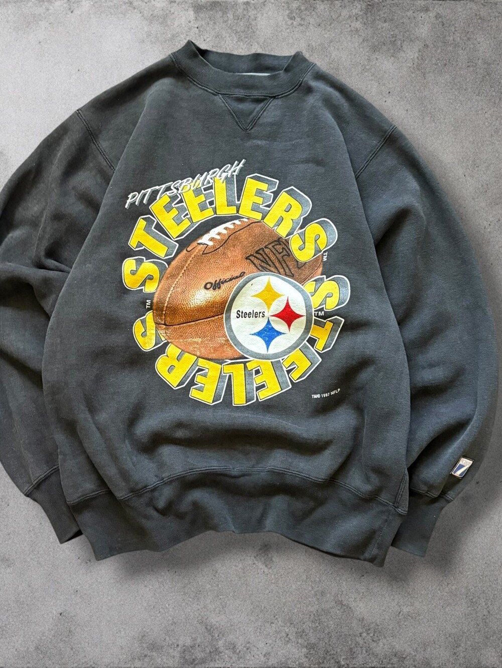 Vintage 90s Pittsburgh Steelers Graphic Crewneck Sweater Size Medium Black